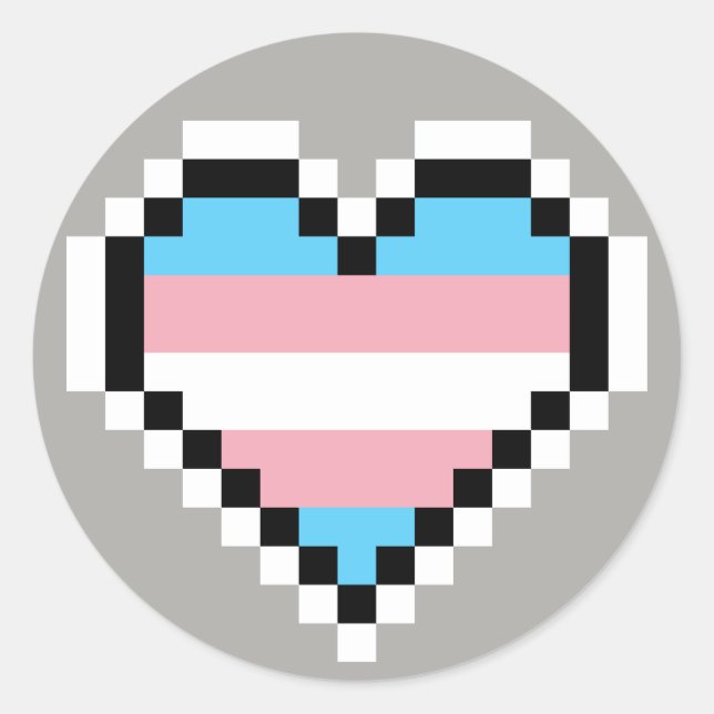 LGBT transgender pride pixel art Classic Round Sticker (Front)