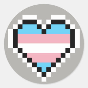 LGBT transgender pride pixel art Classic Round Sticker