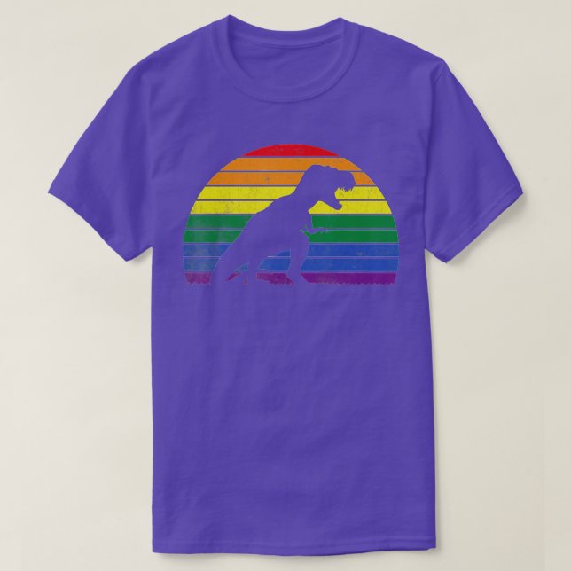 LGBT  TRex Gay Pride Lesbian Dinosaur Sunset  T-Shirt (Design Front)