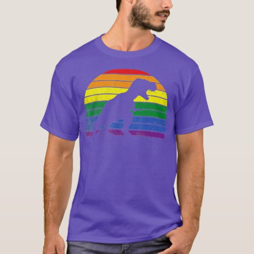 LGBT  TRex Gay Pride Lesbian Dinosaur Sunset  T_Shirt