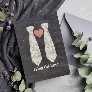 LGBT Tying the Knot Faux Chalkboard Gay Wedding Invitation