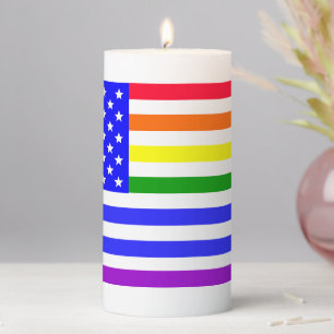 Lgbt USA Flag Pillar Candle