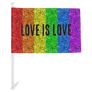 LGBT vibrant Sparkle Love text customize Car Flag