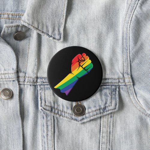 Lgbt Vintage Aesthetic Colorful fist Button