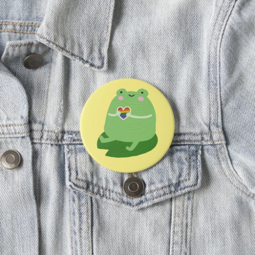 Lgbt Vintage Aesthetic Colorful Heart Frog Button