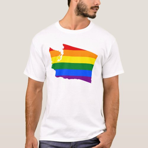 LGBT Washington US state flag map T_Shirt