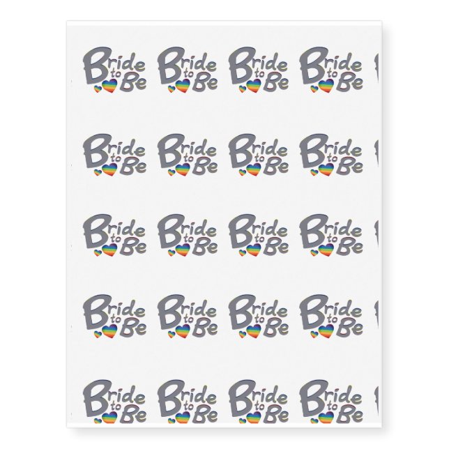 LGBT Wedding Bride to Be Lesbian Bride Temporary Tattoos (Front)