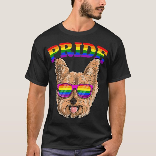 LGBT Yorkshire Terrier Yorkie Dog Gay Pride Rainbo T-Shirt (Front)