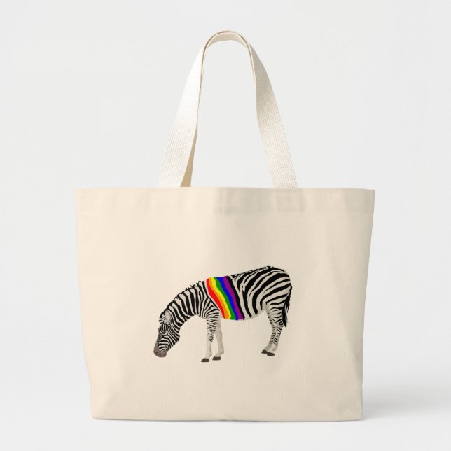 LGBT Zebra Large Tote Bag (Front)
