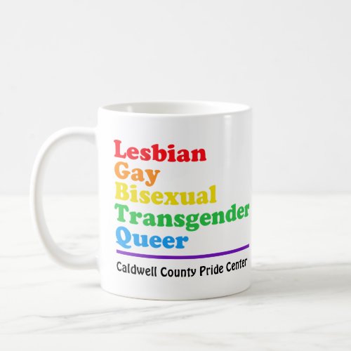 LGBTQ Acronym Rainbow Gay Pride Community Center Coffee Mug