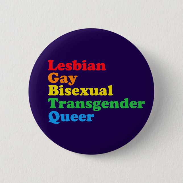 LGBTQ Acronym Rainbow Gay Pride Purple Button (Front)
