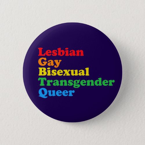 LGBTQ Acronym Rainbow Gay Pride Purple Button