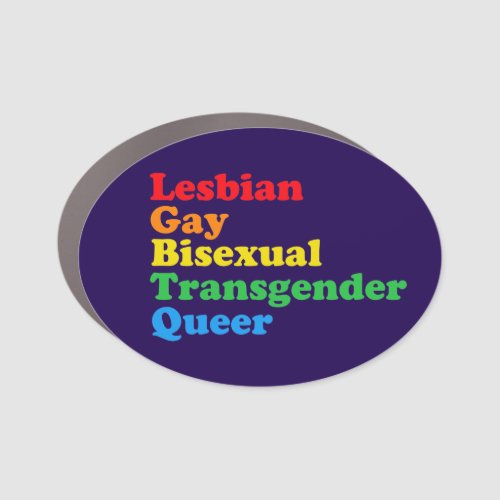 LGBTQ Acronym Rainbow Gay Pride Purple Car Magnet