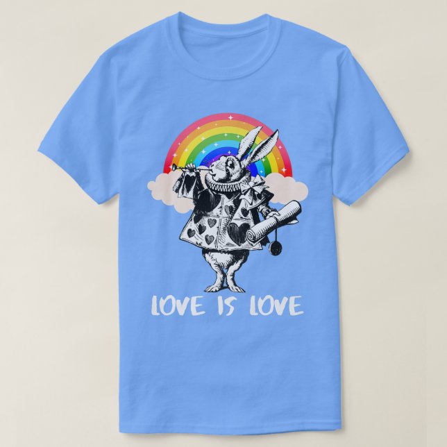 LGBTQ Alice-In-Wonderland White Rabbit - Love Is L T-Shirt (Design Front)