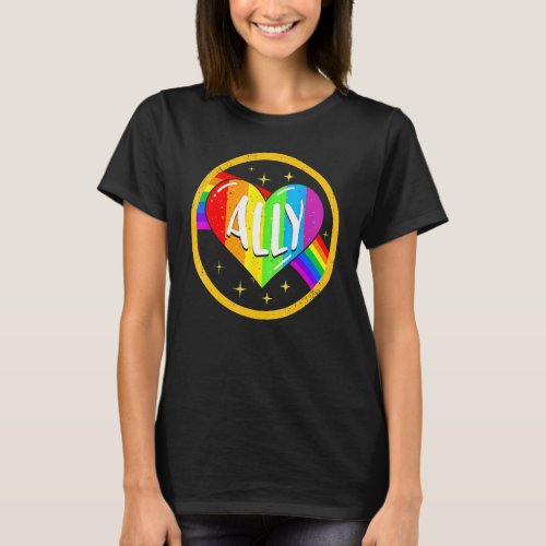 Lgbtq Ally Af Lesbian Gay Pride Lgbt Rainbow Retro T_Shirt