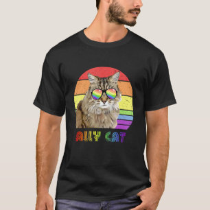 Lgbtq Ally Cat Rainbow Gay Pride Flag Lgbt 11 T-Shirt
