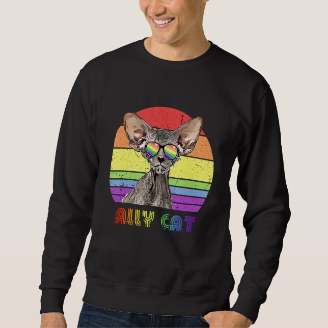 Lgbtq Ally Cat Rainbow Gay Pride Flag Lgbt 14 Sweatshirt (Front)