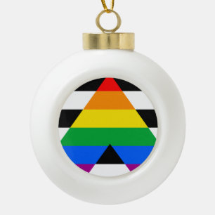 LGBTQ+ Ally Flag Ceramic Ball Christmas Ornament