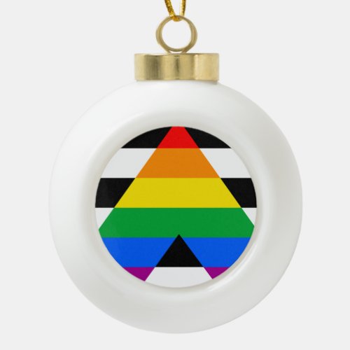 LGBTQ Ally Flag Ceramic Ball Christmas Ornament