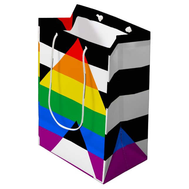LGBTQ+ Ally Flag Medium Gift Bag (Front Angled)