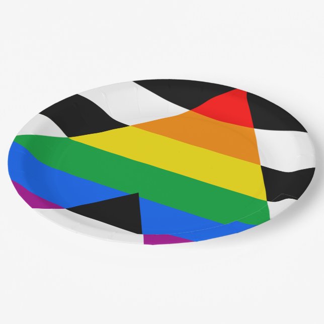 LGBTQ+ Ally Flag Paper Plates (Angled)