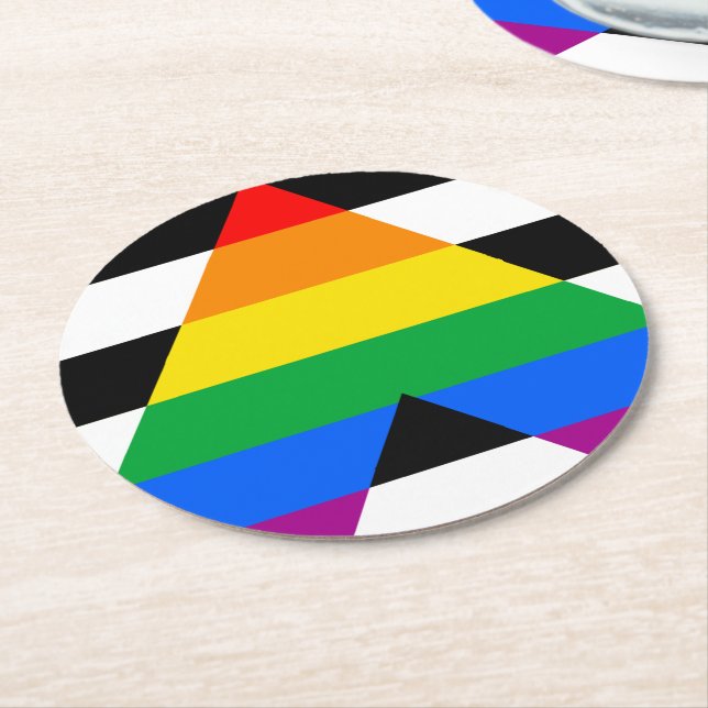 LGBTQ+ Ally Flag Round Paper Coaster (Angled)