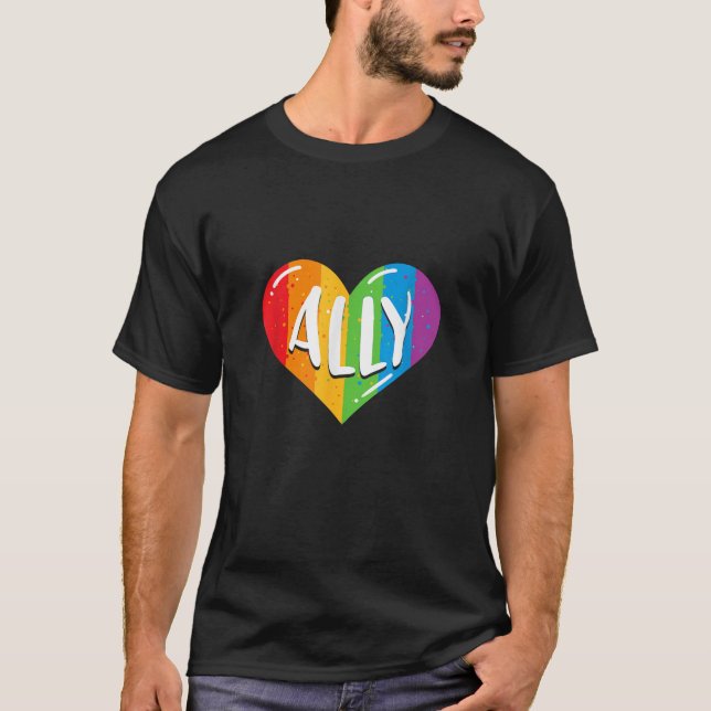 LGBTQ Ally for Gay Pride Men Women Children T Shir T-Shirt (Front)