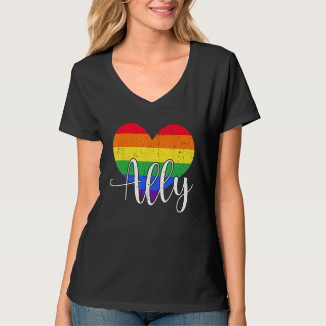 LGBTQ Ally for Gay Pride Support T-Shirt (Front)
