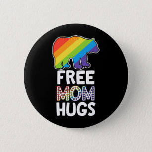 LGBTQ Ally Free Mom Hugs Pride Month Button