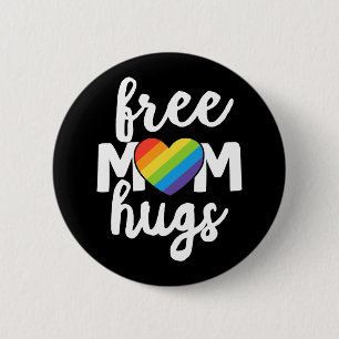 LGBTQ Ally Free Mom Hugs Pride Month Button