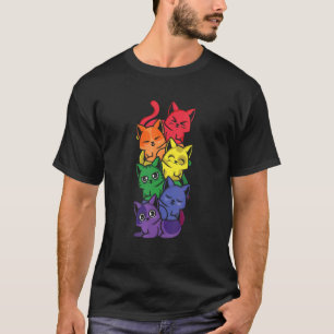 LGBTQ Animal Lesbian Cat Cute Rainbow Lesbian Gay T-Shirt