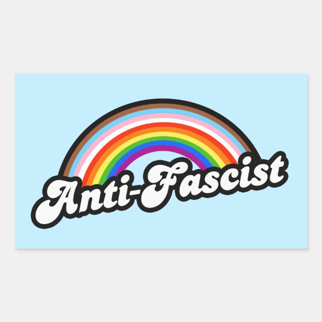 LGBTQ+ Anti-Fascist Rectangular Sticker (Front)