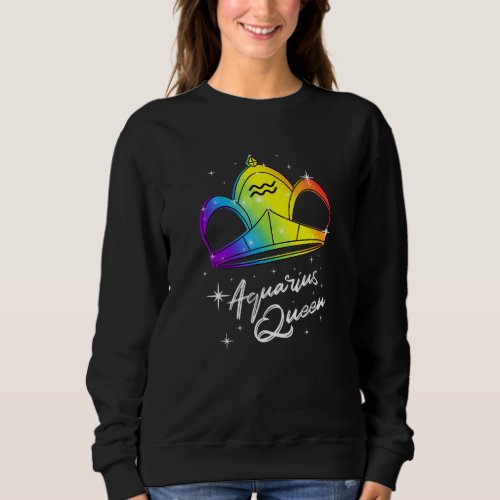 Lgbtq Aquarius Queen Zodiac With Rainbow Gay Pride Sweatshirt