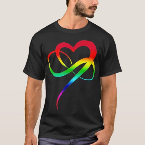 LGBTQ Art Love Symbol Rainbow Infinity Heart Polyg T_Shirt