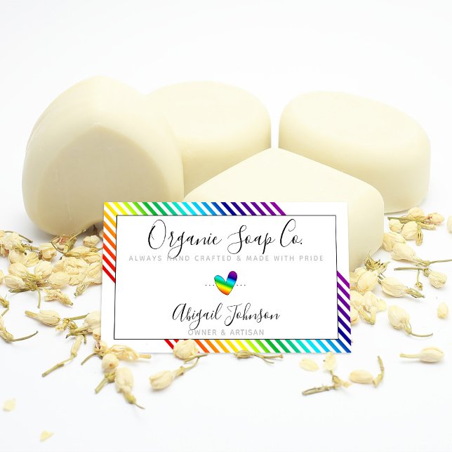 LGBTQ Artisan Small Business Rainbow Stripes Business Card (Creator Uploaded)