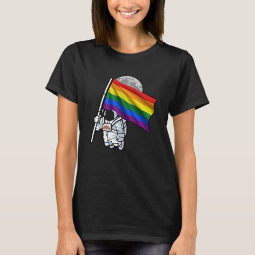 LGBTQ Astronaut Gay LGBT is a Rainbow Pride Flag S T_Shirt