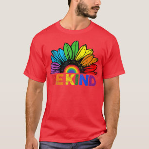 LGBTQ Be Kind Gay Pride LGBT Ally Sunflower Retro  T-Shirt