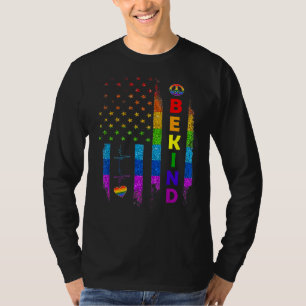 Lgbtq Be Kind Gay Pride Lgbt Rainbow American Flag T-Shirt