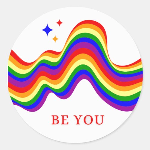 LGBTQ Be You Gay Pride LGBT Rainbow Star Classic Round Sticker