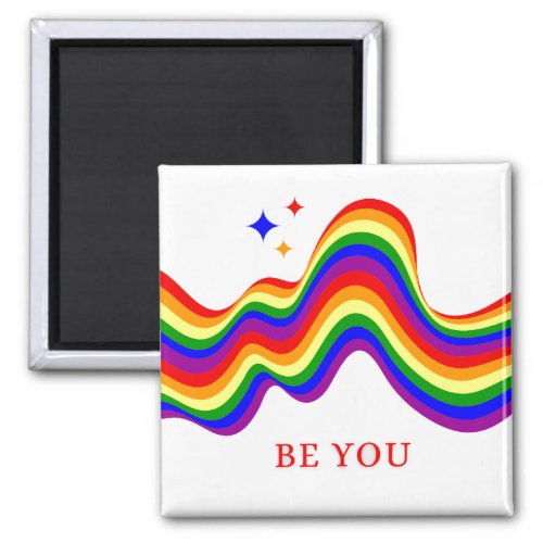 LGBTQ Be You Gay Pride LGBT Rainbow Star Magnet