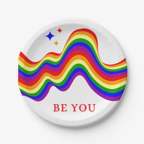 LGBTQ Be You Gay Pride LGBT Rainbow Star Paper Plates