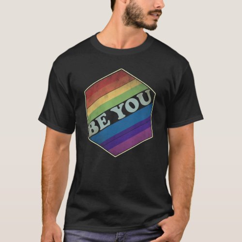 LGBTQ Be You Gay Pride Vintage Rainbow Circle T_Shirt