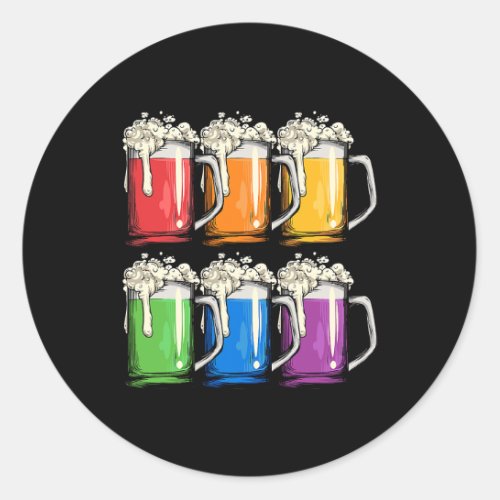 LGBTQ Beer Mug Gay Pride LGBT Rainbow Flag Proud A Classic Round Sticker