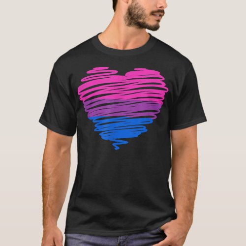 LGBTQ Bi Pride flag in LGBT heart bisexual  T_Shirt