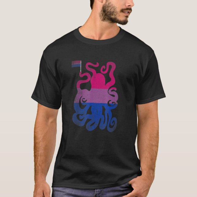 Lgbtq Bisexual Pride Awareness  Octopus Bi Flag Co T-Shirt (Front)