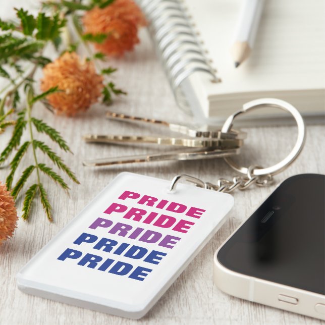 LGBTQ Bisexual Pride Customizable Repeated Text Keychain (Front Right)