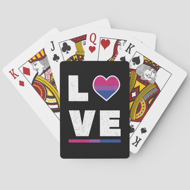 LGBTQ Bisexual Pride Flag Distressed Grunge Love Poker Cards (Back)