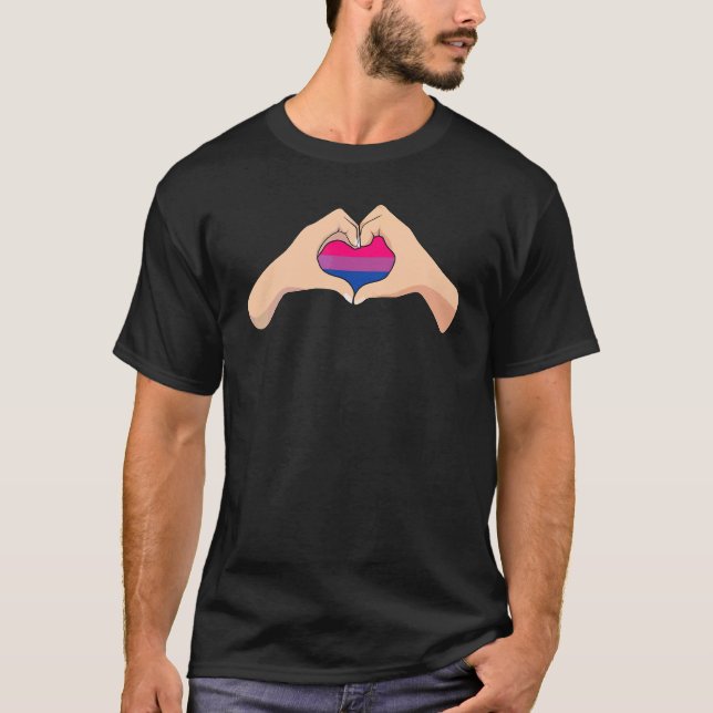 Lgbtq Bisexual Pride Flag  Hand Heart Sign Bisexua T-Shirt (Front)