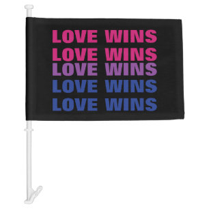 LGBTQ Bisexual Pride Love Wins Custom Repeat Text Car Flag