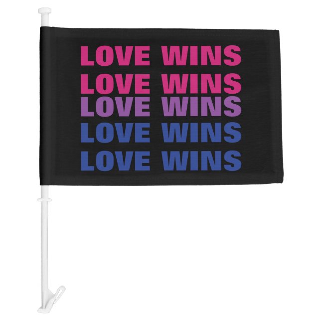 LGBTQ Bisexual Pride Love Wins Custom Repeat Text Car Flag (Front)